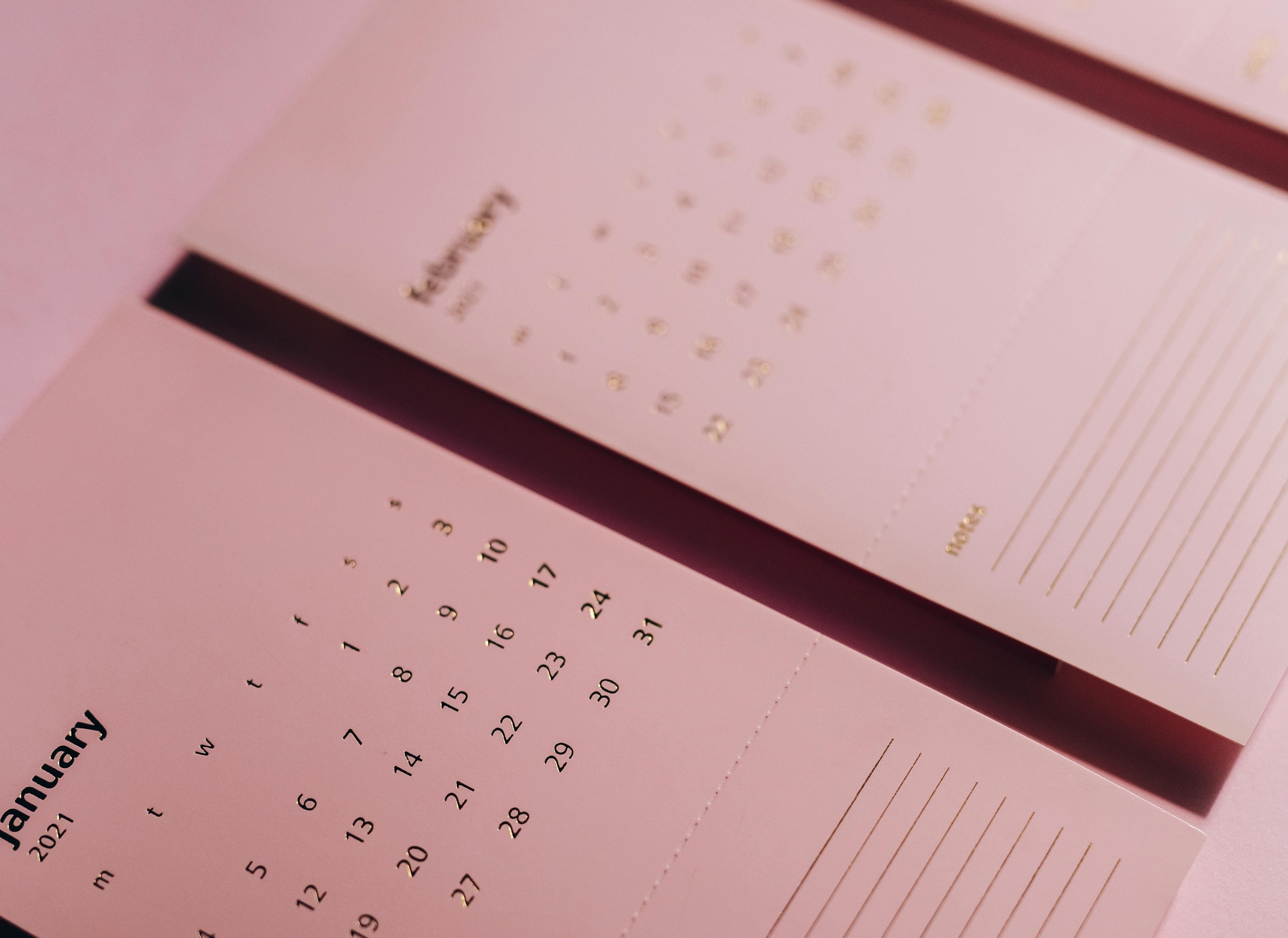 Calendar showing January 2021